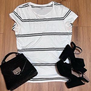 Calvin Klein Jeans black and white striped tee